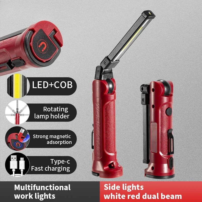 Outdoor Camping Adventure Lamp - COB LED-werklamp Oplaadbare opvouwbare zaklamp Outdoor