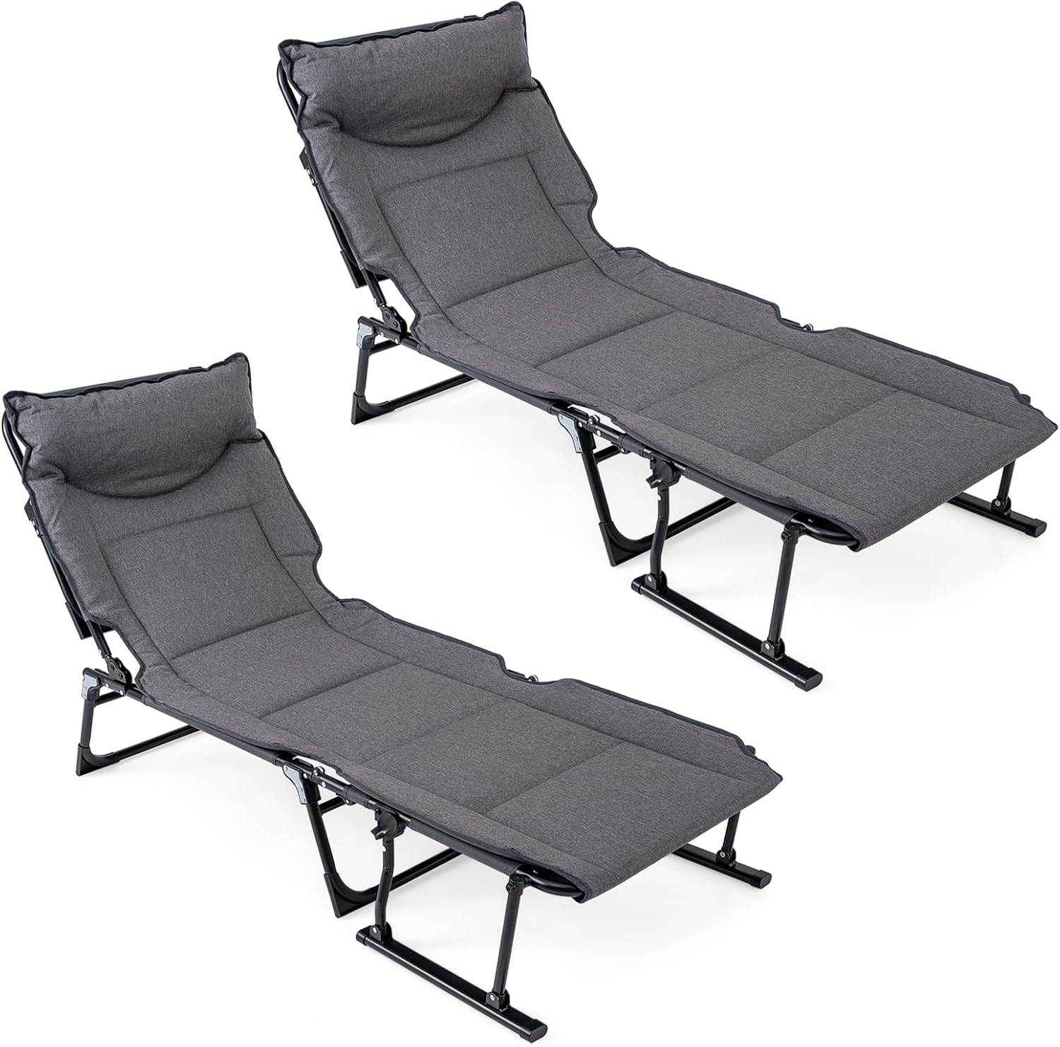 Outdoor Camping Cot - Opvouwbare loungeset van 2, verstelbare relaxstoel,