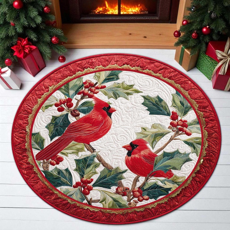 Outdoor Camping Decor Ideas - Kardinaal Vogel Kerst Ronde Deurmat, Welkom