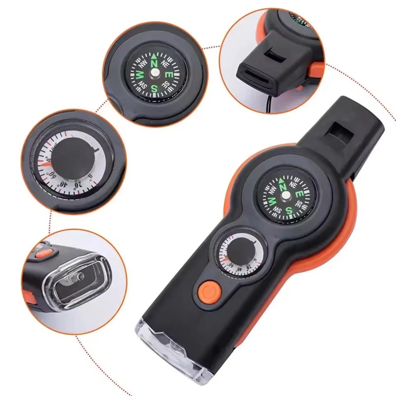 Outdoor Camping Show - 7-in-1 Outdoor Survival Fluitje met LED-licht,