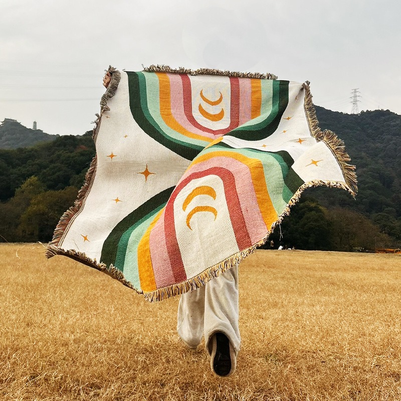 Outdoor Camping Decor Ideas - Extra dikke, zachte regenbooggestreepte deken, perfect