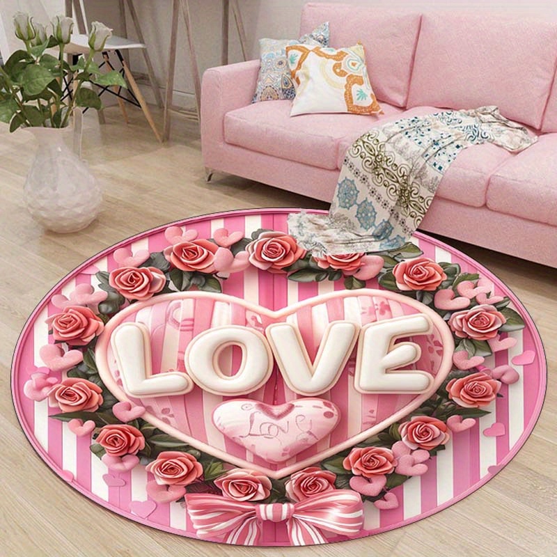 Outdoor Camping Decor Ideas - Bloemenpaar ronde mat, antislip vlekbestendig machinewasbaar