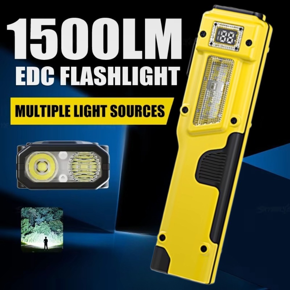 Outdoor Camping Adventure - Ultradunne EDC oplaadbare LED-zaklamp Batterijdisplay Dubbele
