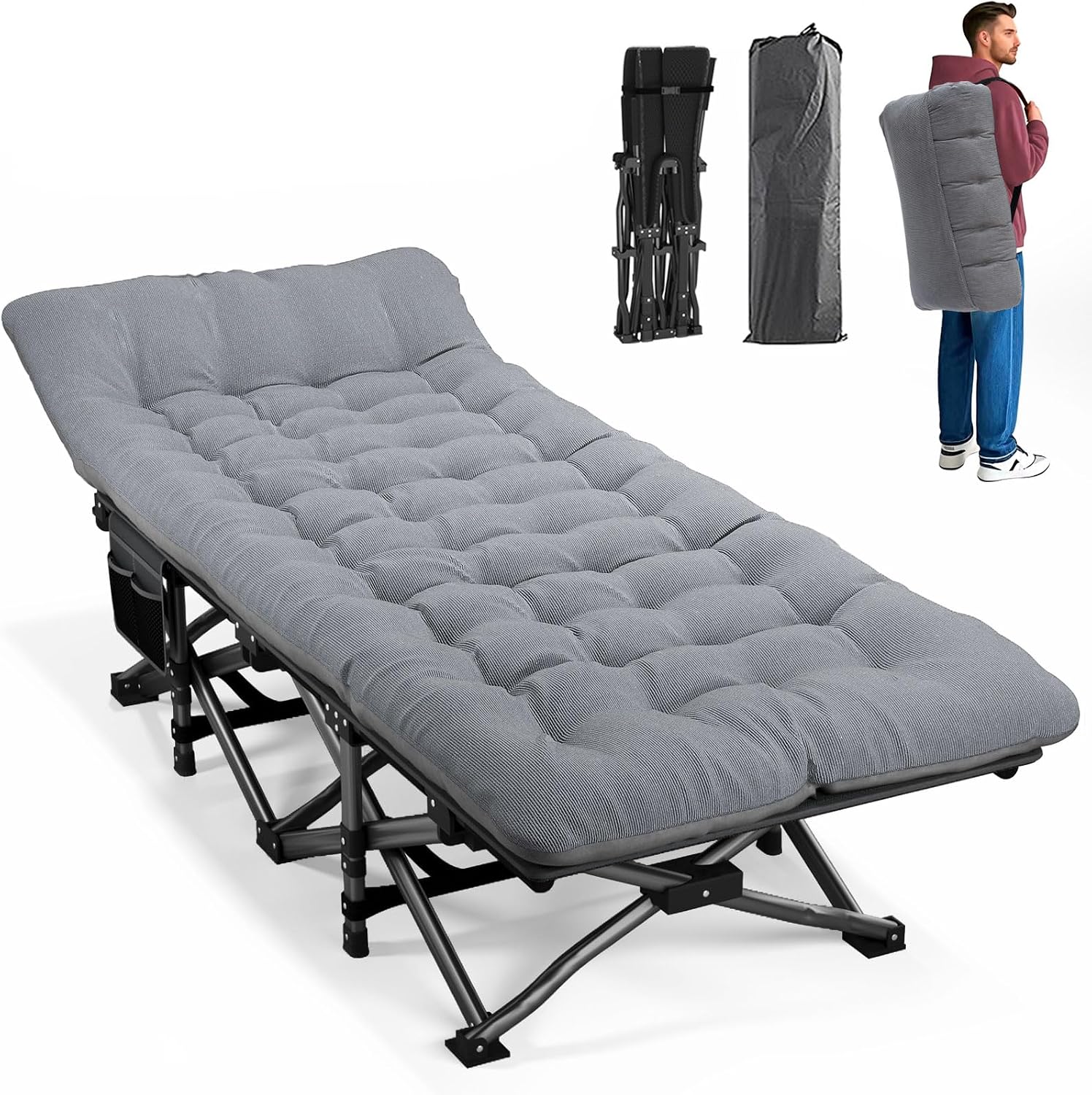 Outdoor Camping Cot - Campingbed voor volwassenen met kussen Draagbaar