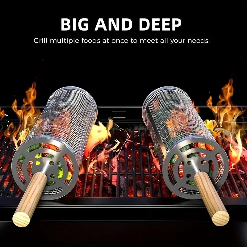 RVS BBQ Grillmand, Ronde Rolba - Outdoor Camping Grill recensie en prijs